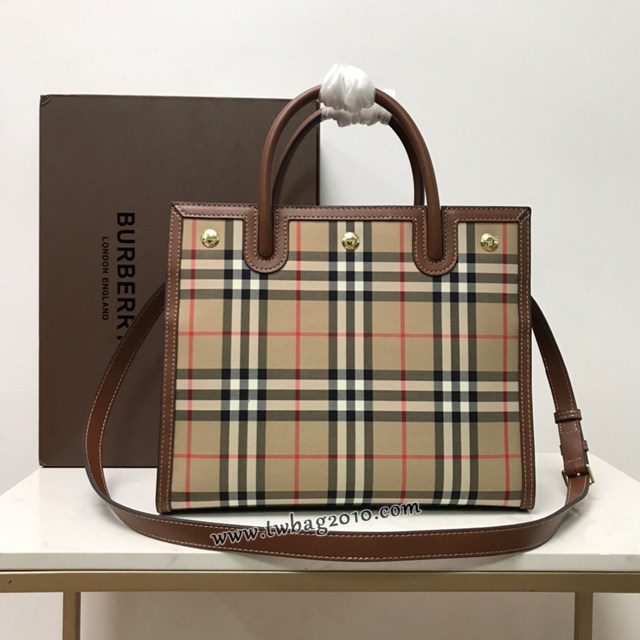 Burberry專門店新款Title泰爾勒手袋 巴寶莉Vintage復古格紋手提托特包肩背女包 yxb1507